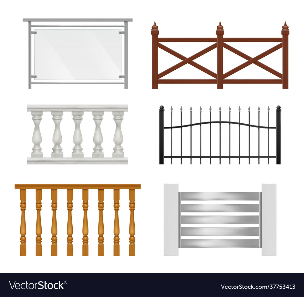 Architectural railing wooden metal plastic Vector Image