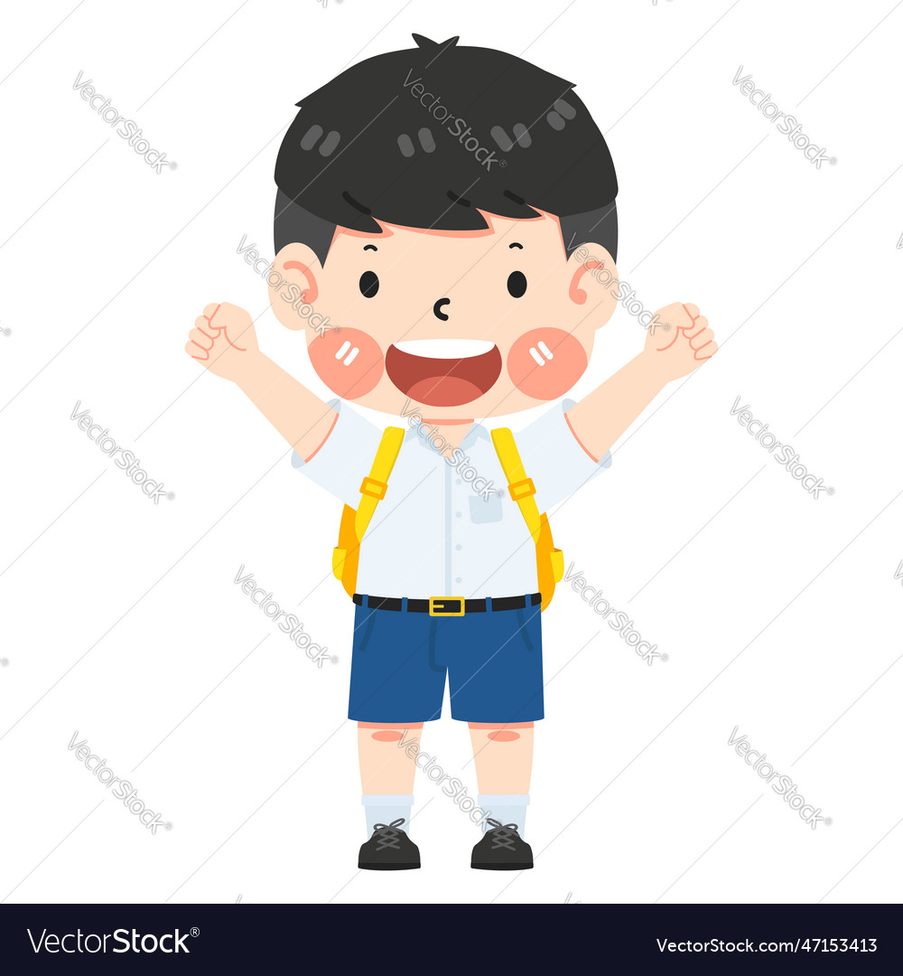 Cute boy student with school bag