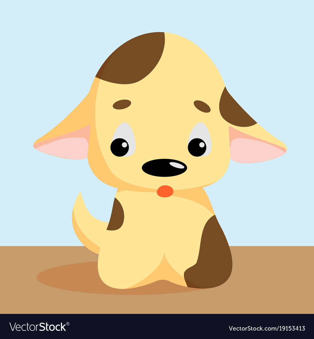 Funny little dog puppy pet cartoon Royalty Free Vector Image