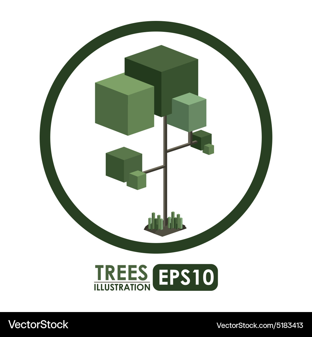 Isometric tree design Royalty Free Vector Image