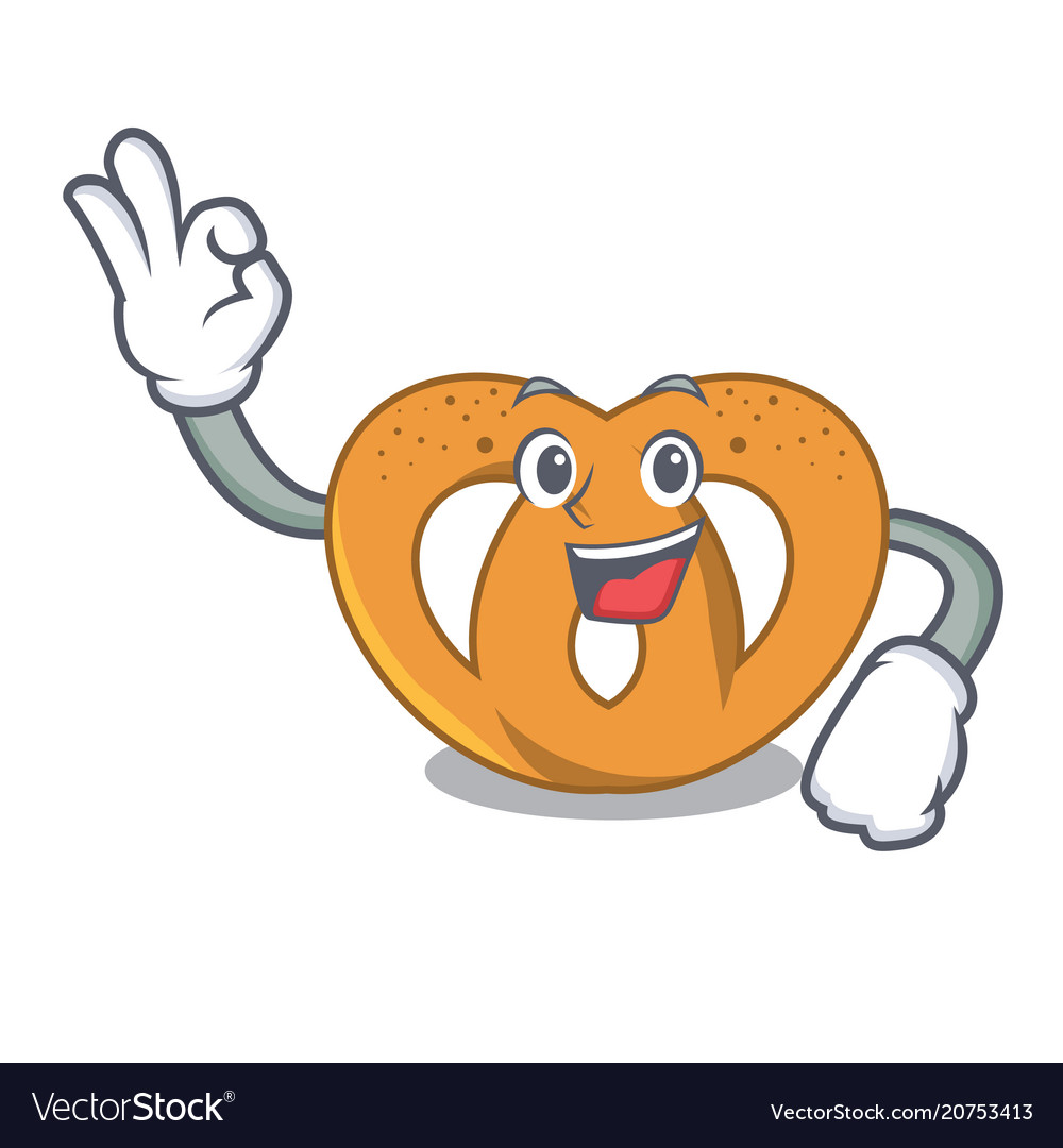 Okay pretzel character cartoon style