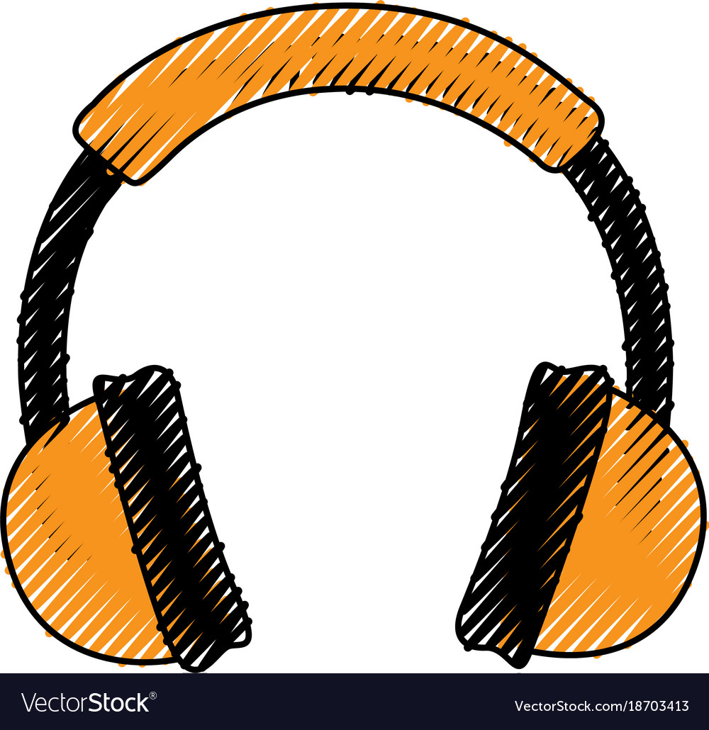 Scribble Headphones Cartoon Royalty Free Vector Image