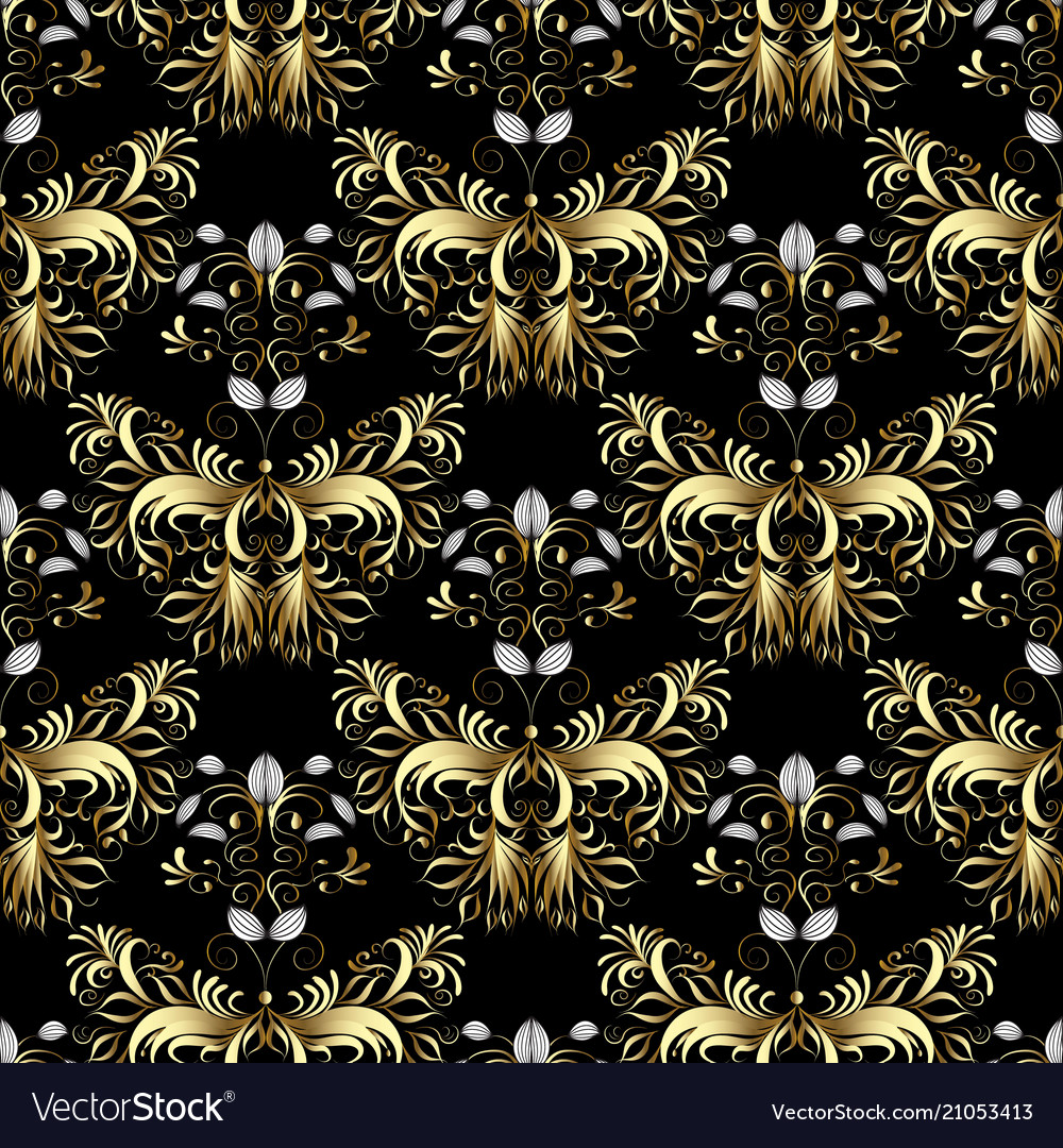 Vintage gold butterflies seamless pattern Vector Image