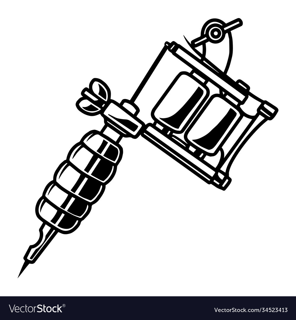 Vintage professional tattoo machine template Vector Image