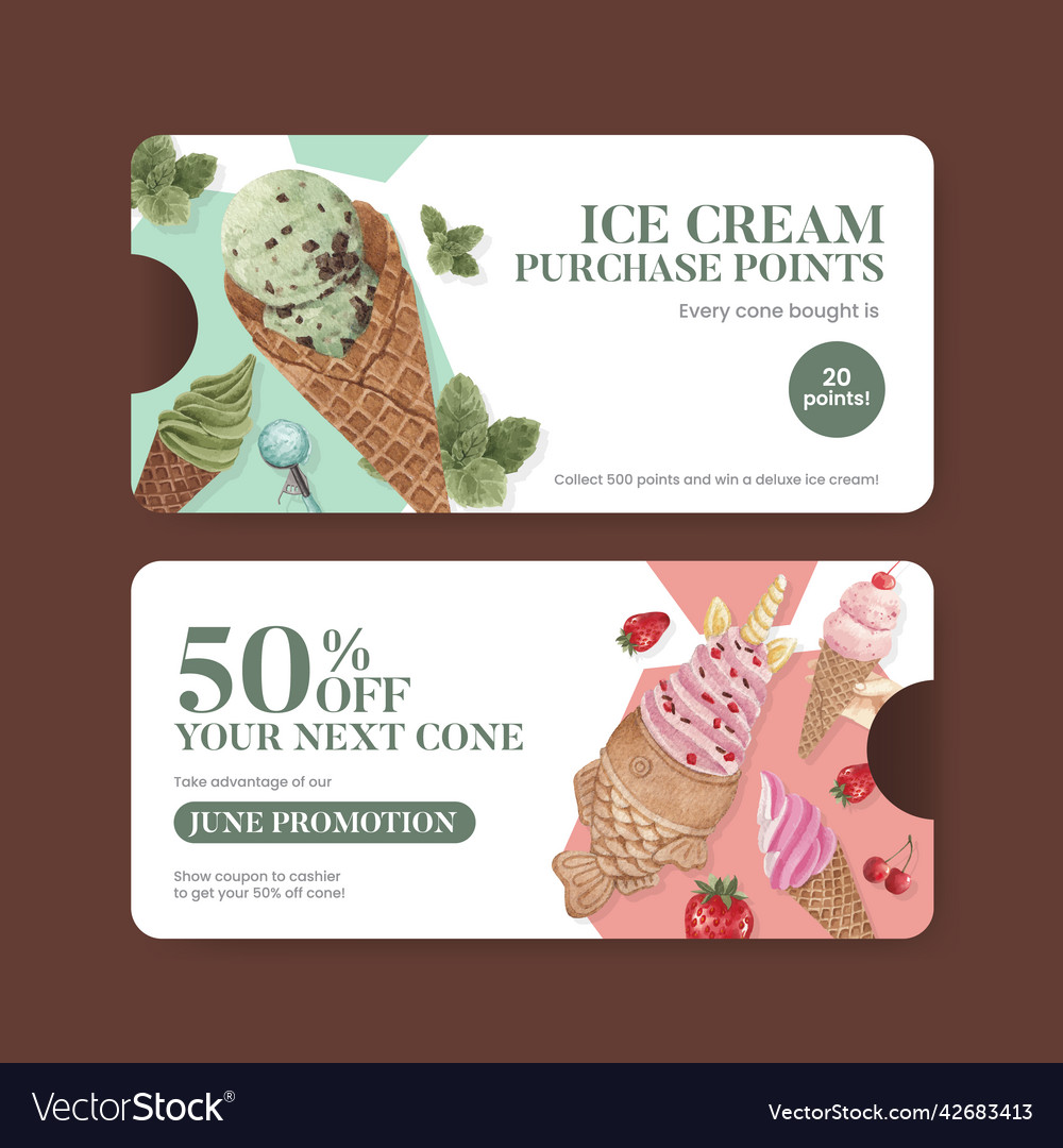 Voucher template with ice cream flavor Royalty Free Vector Voucher template with ice cream flavor Royalty Free Vector