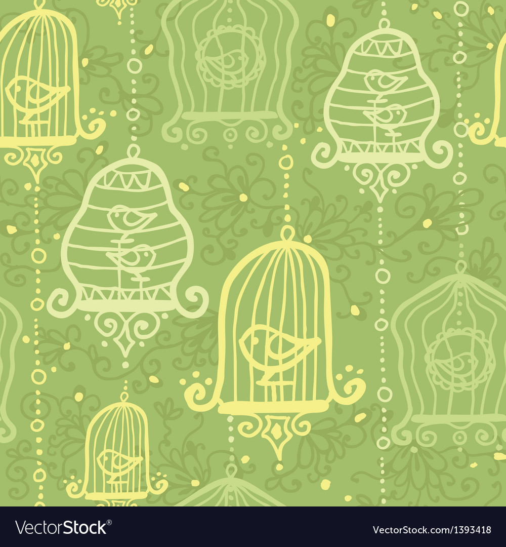 Birds in cages seamless pattern background