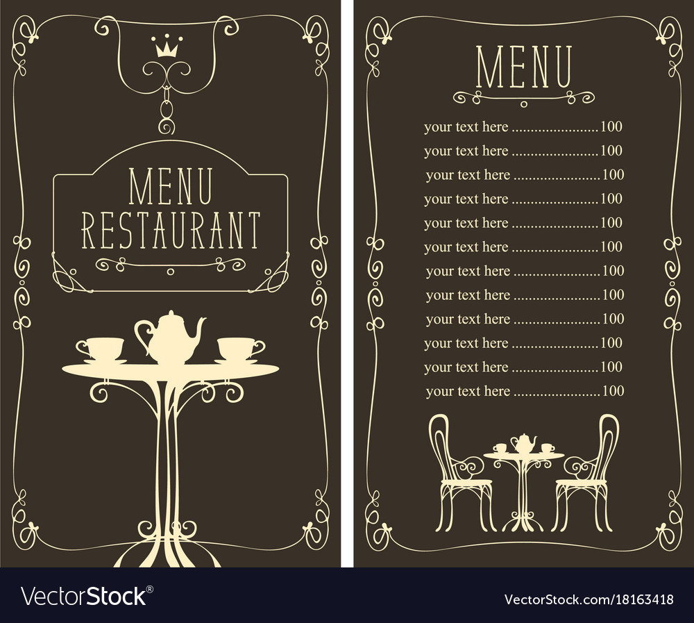 Menu With Price Image Of Served Table And Chairs