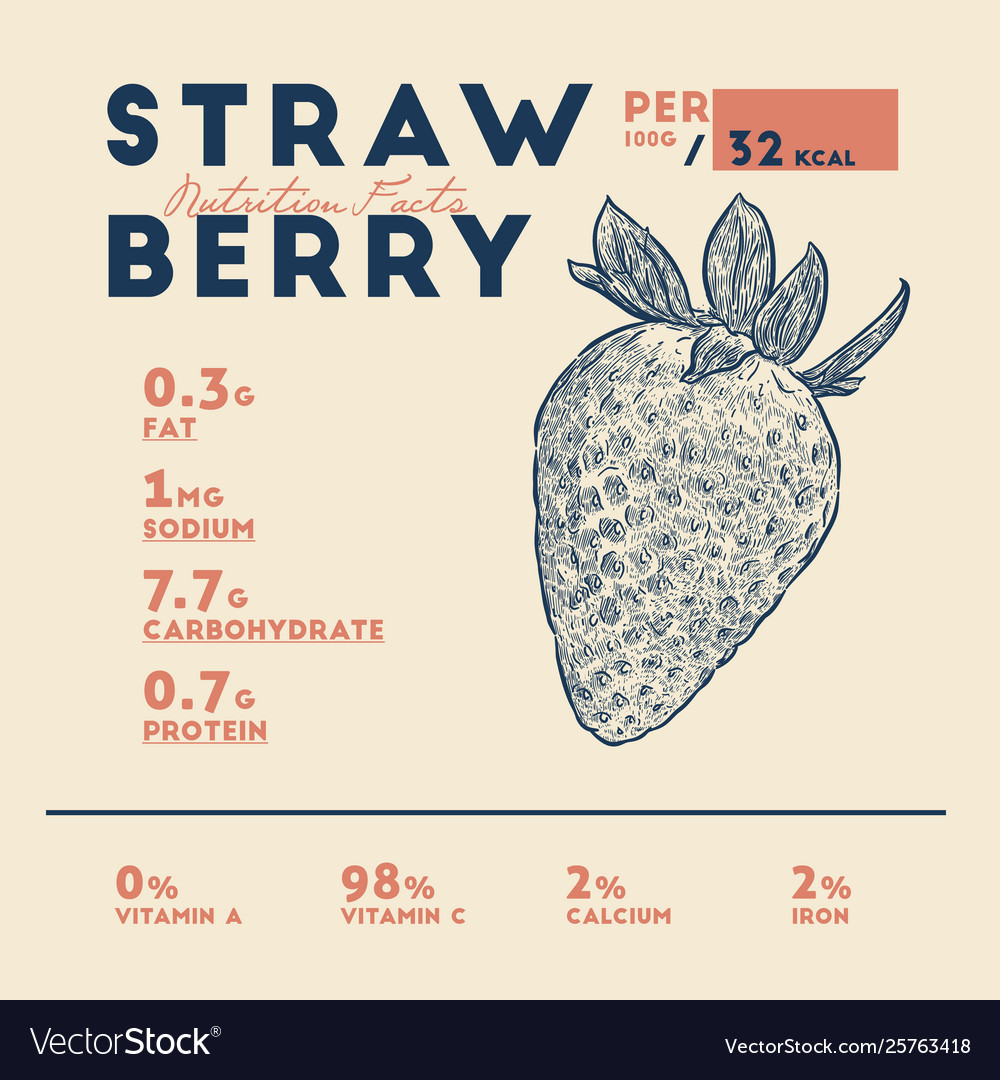 Nutrition Facts Strawberries Royalty Free Vector Image