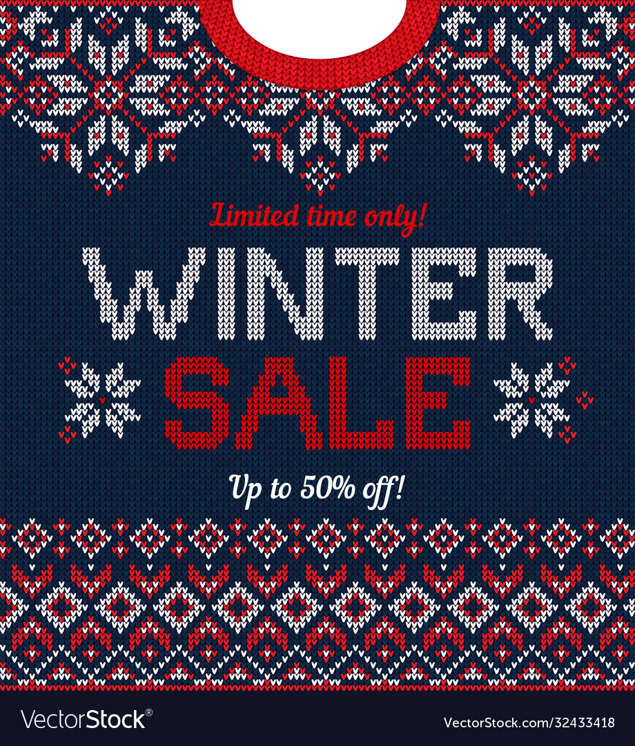 Ugly sweater season winter sale poster knitted