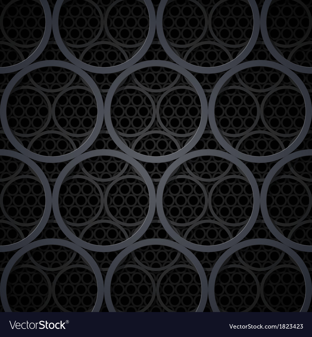 Abstract dark grey metal circles background Vector Image