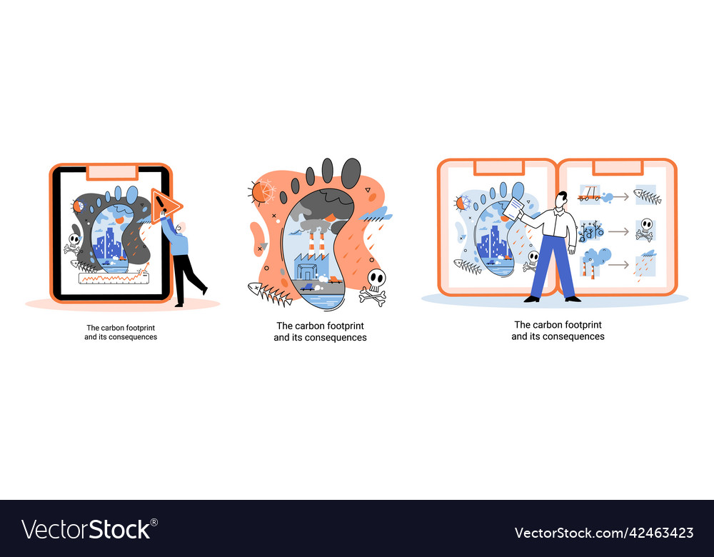 Carbon Footprint And Its Consequences Causes Vector Image