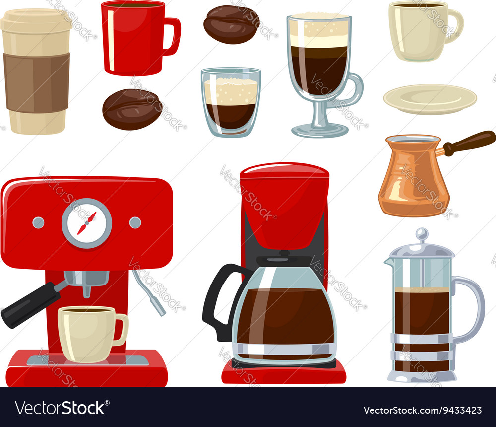 Coffee icon set isolated on white Royalty Free Vector Image