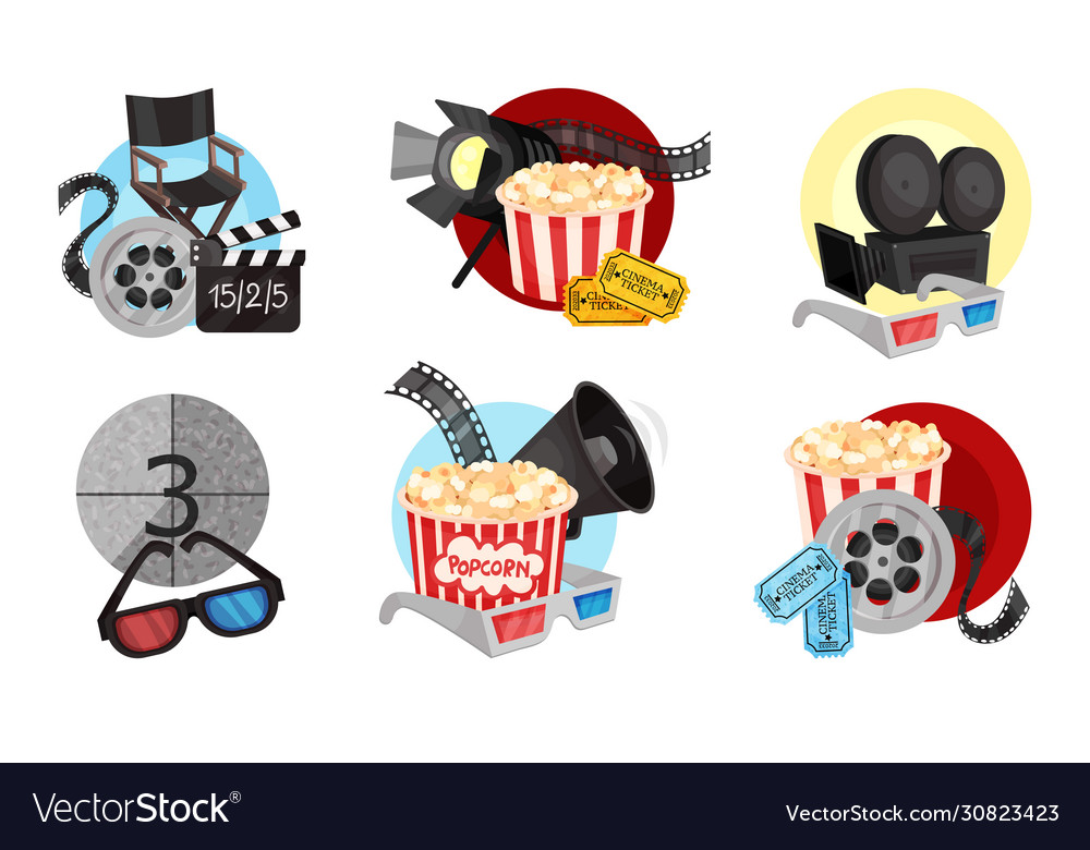 Film and cinema industry attributes symbols Vector Image