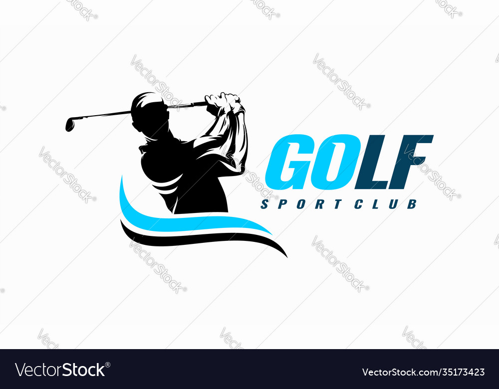 Golf sport silhouette logo design template