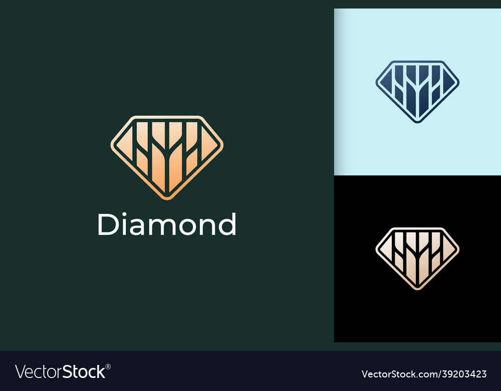 Luxury gem or jewel logo in diamond shape