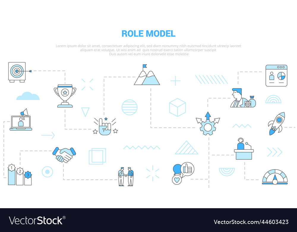 Role model concept with icon set template banner