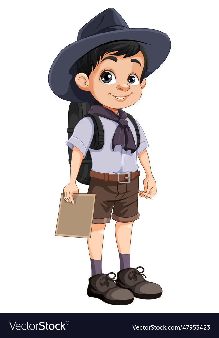 Scout boy cartoon character Royalty Free Vector Image