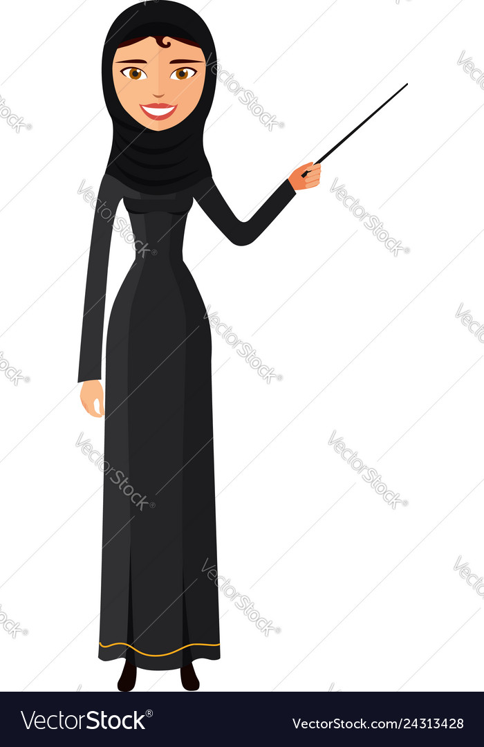 Arab woman teacher with a pointer tutor character Vector Image