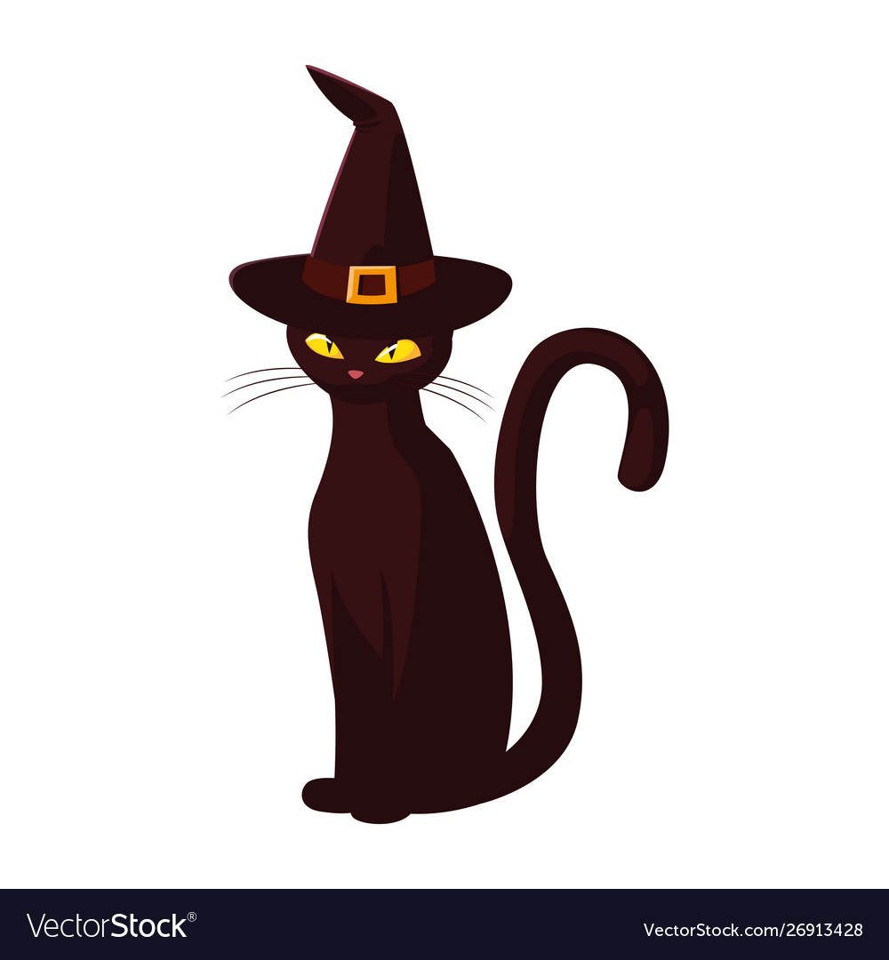 Black Cat Happy Halloween Celebration Design Vector Image 9408