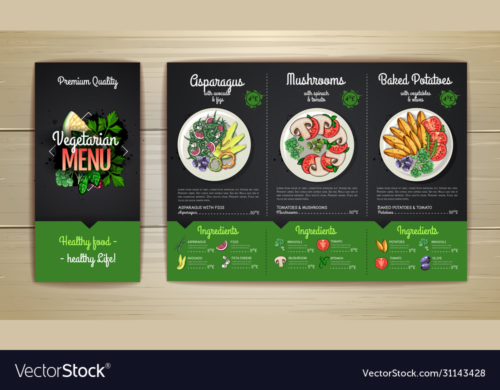 Chalk drawing vegetarian menu design Royalty Free Vector