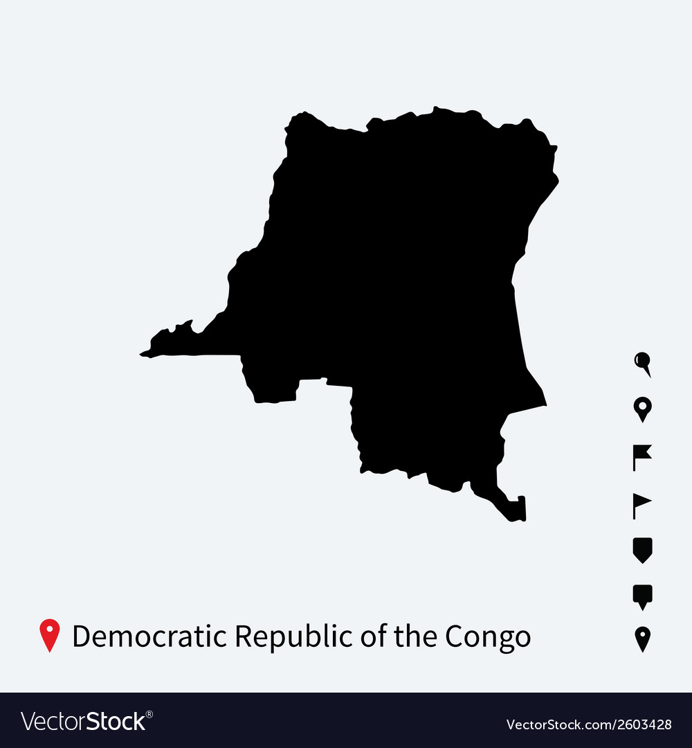 High detailed map of democratic republic congo