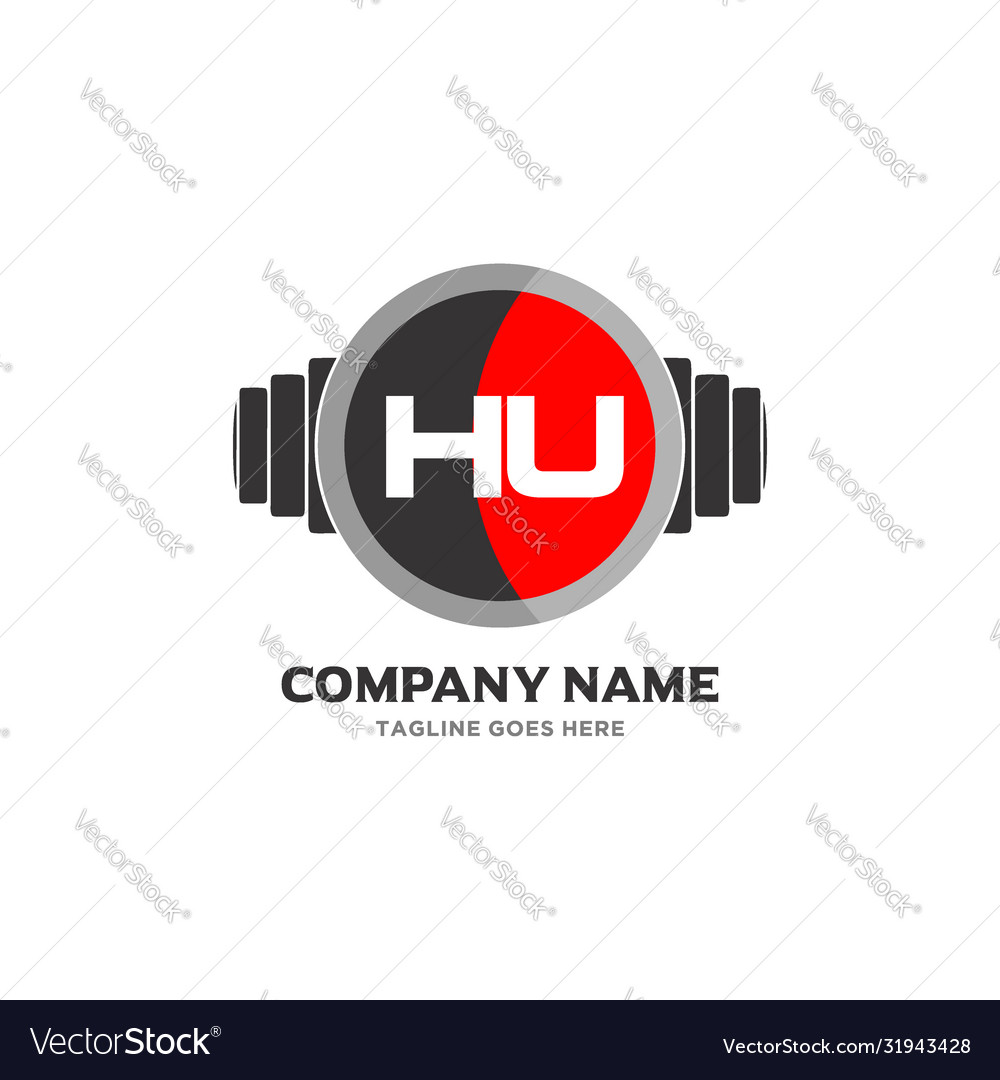 Hu letter logo design icon fitness and music