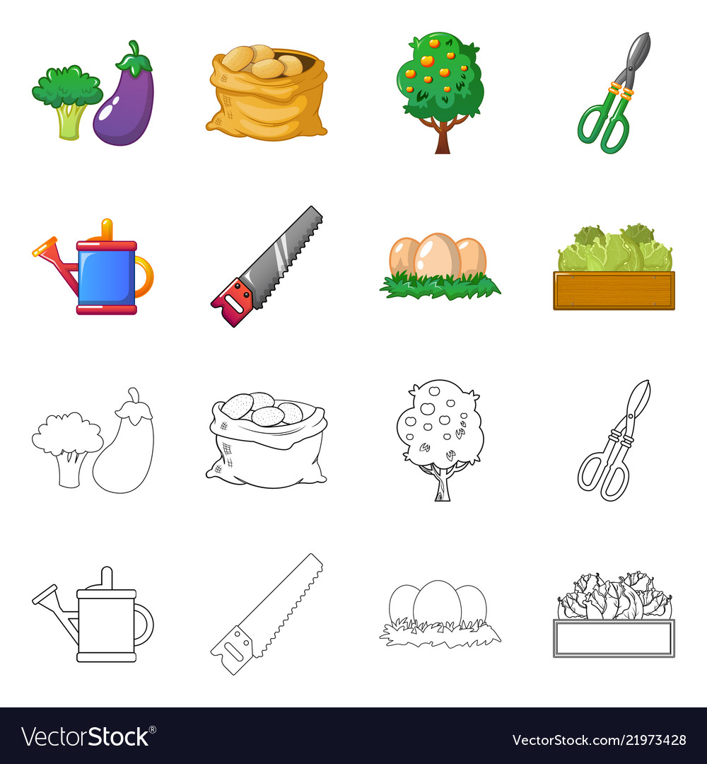 Isolated object of farm and agriculture icon set