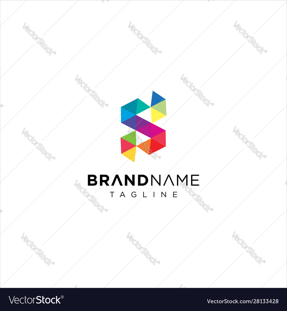 Letter s logo pixel triangle geometric colorful Vector Image