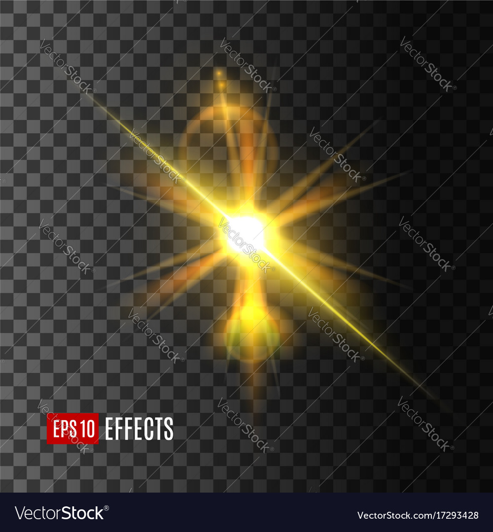 Light effect of golden shine with lens flare Vector Image