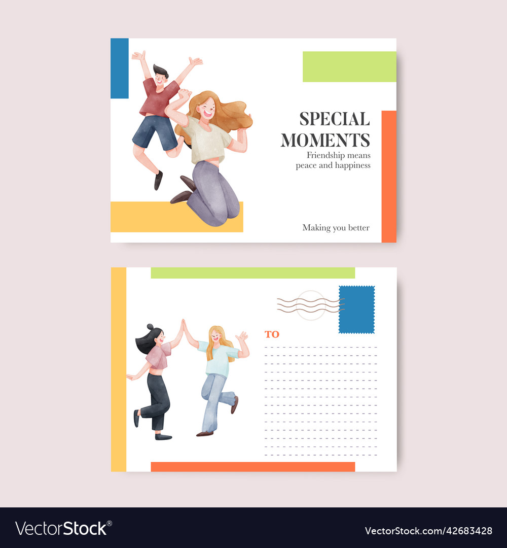 Postcard template with friendship memories