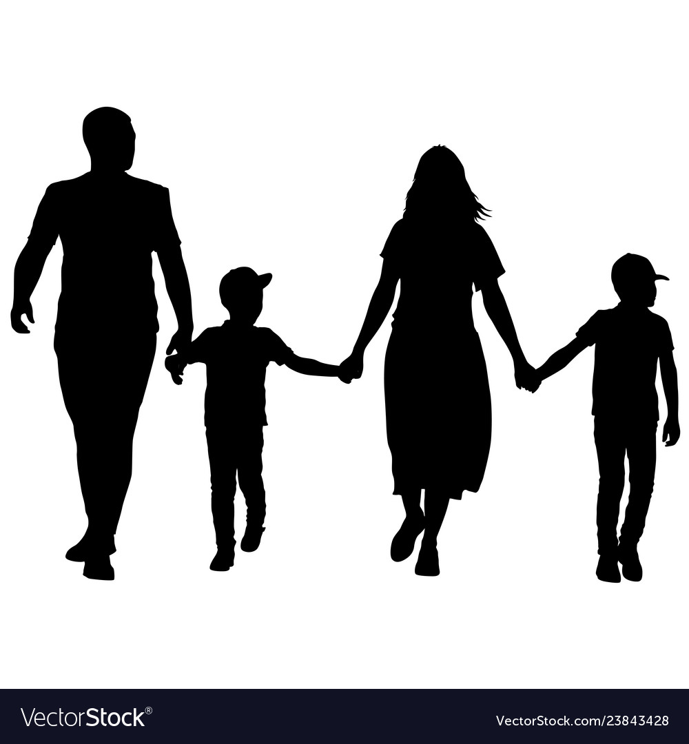 Silhouette of happy family on a white background