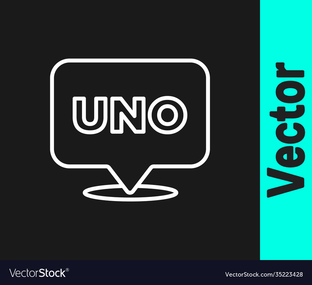 White line uno card game icon isolated on black