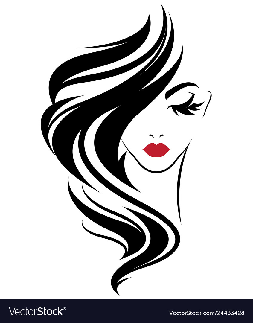 Download Women long hair style icon logo women on white Vector Image