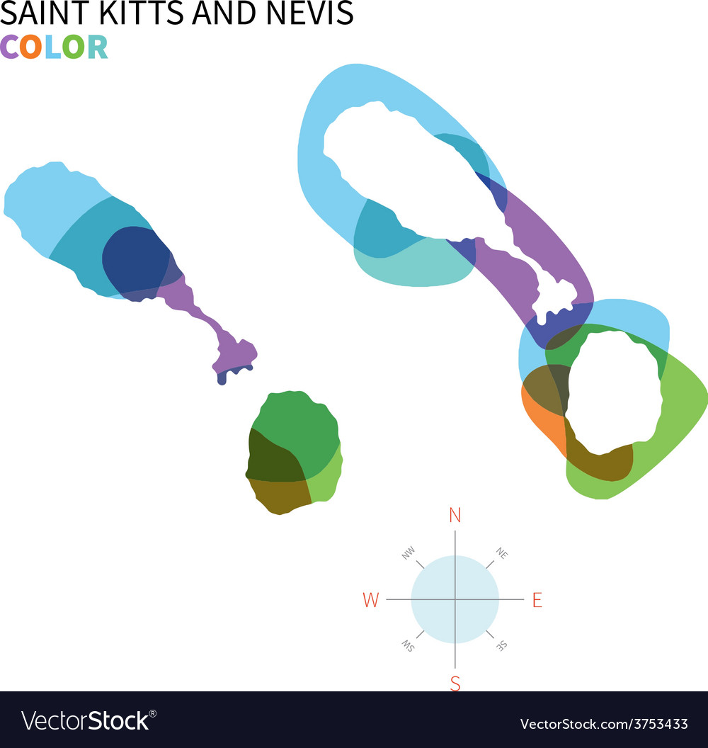 Abstract color map of saint kitts and nevis