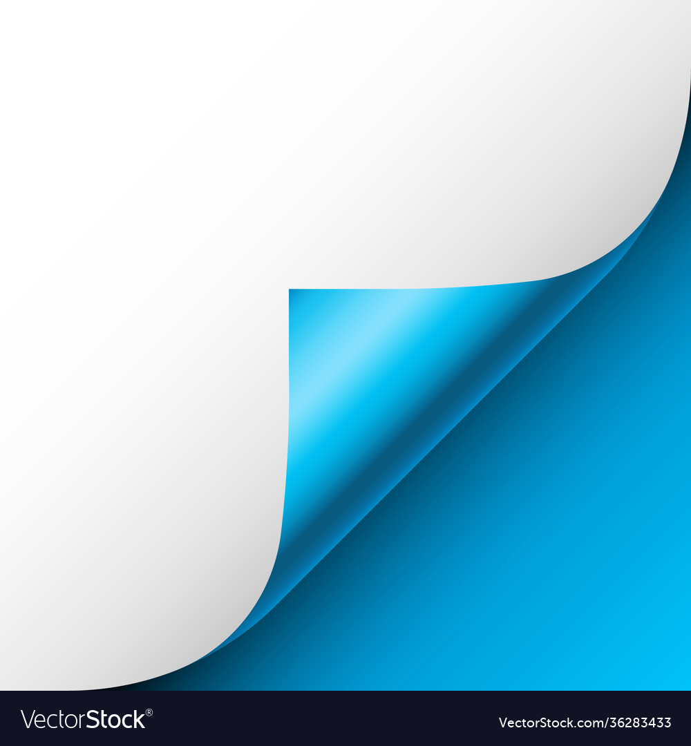 Blue paper curl curled page corner with shadow Vector Image