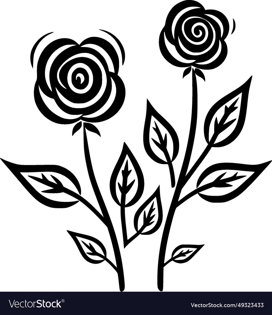 Flowers - black and white Royalty Free Vector Image