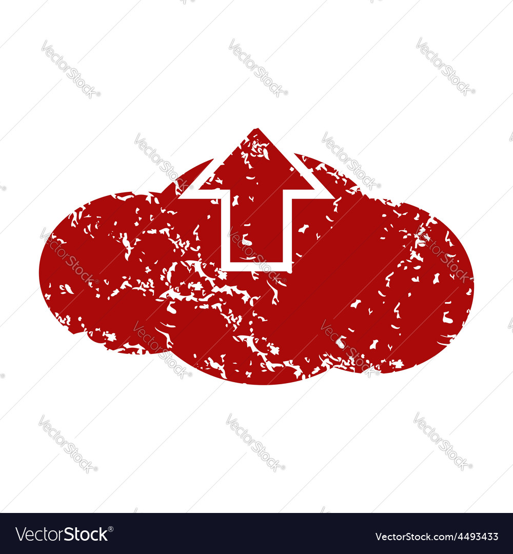 Red grunge upload cloud logo Royalty Free Vector Image