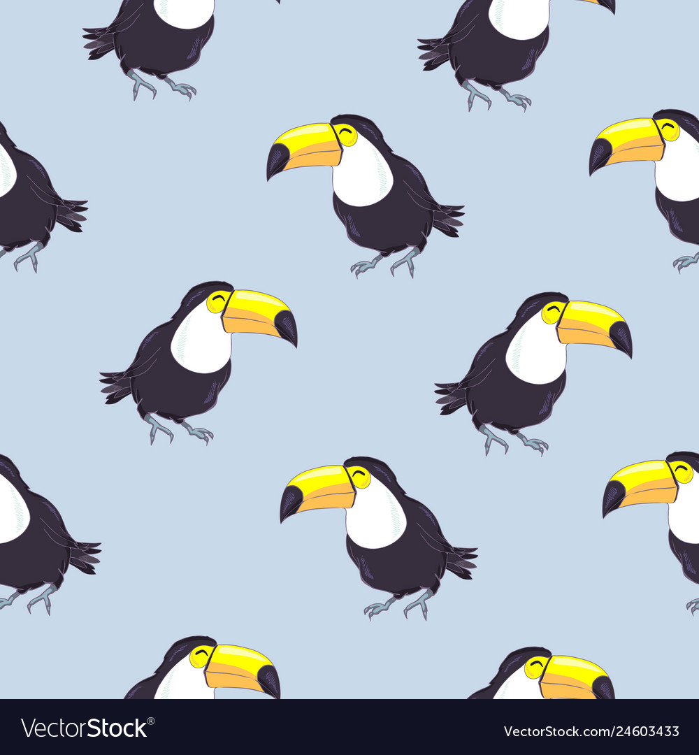 Tropical seamless pattern with toucans exotic