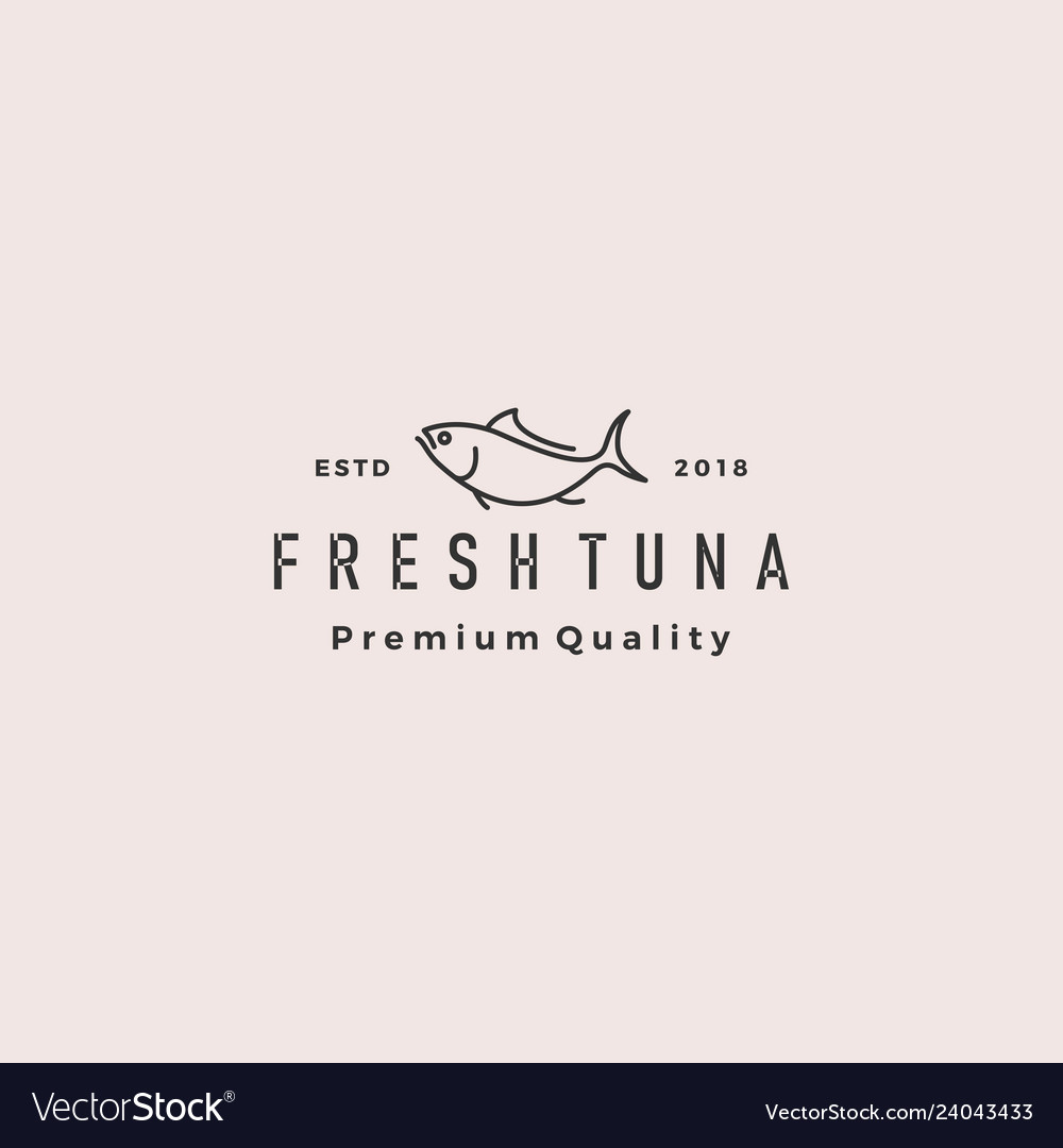 Tuna fish logo hipster retro vintage emblem label