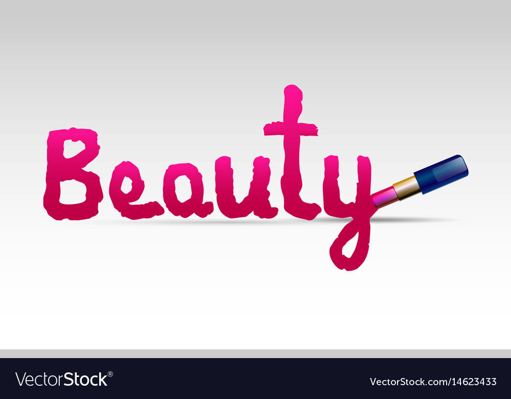 Word beauty with a lipstick Royalty Free Vector Image