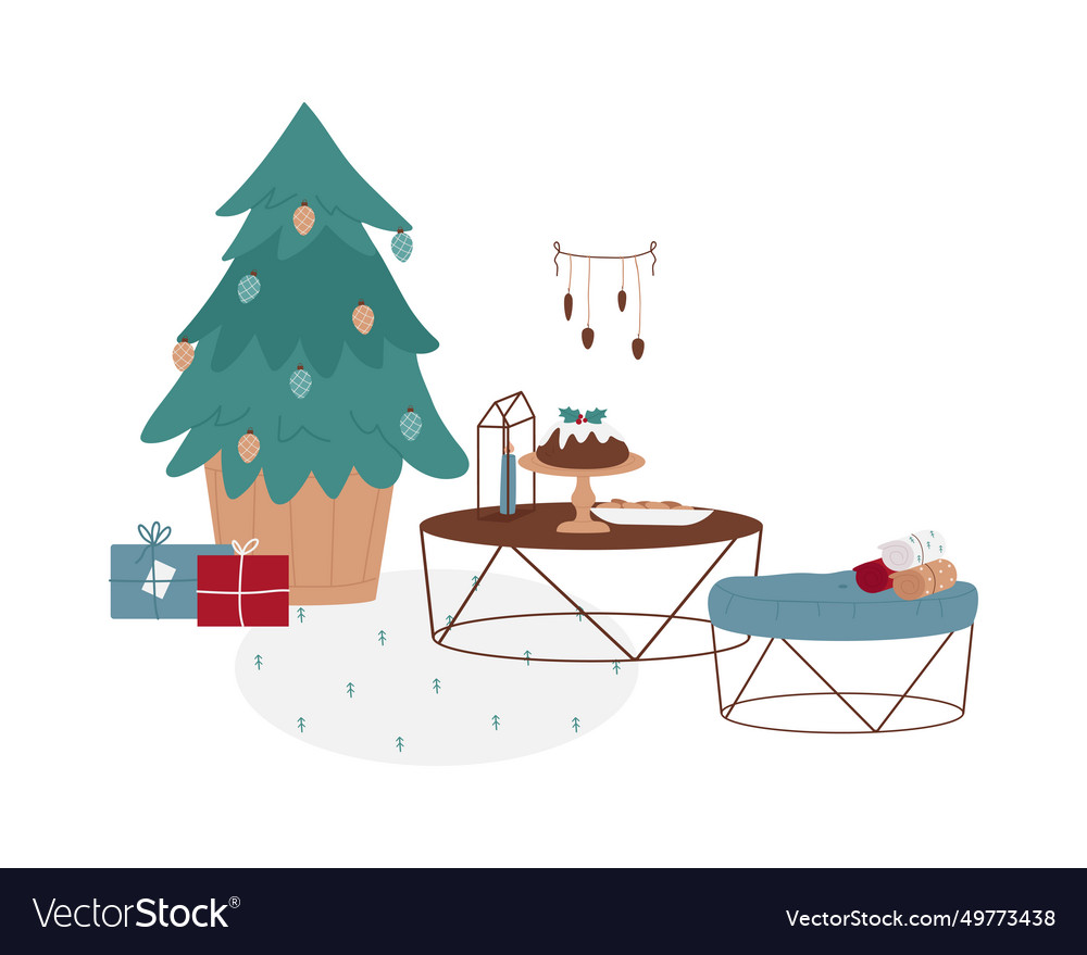 Christmas holiday interior Royalty Free Vector Image