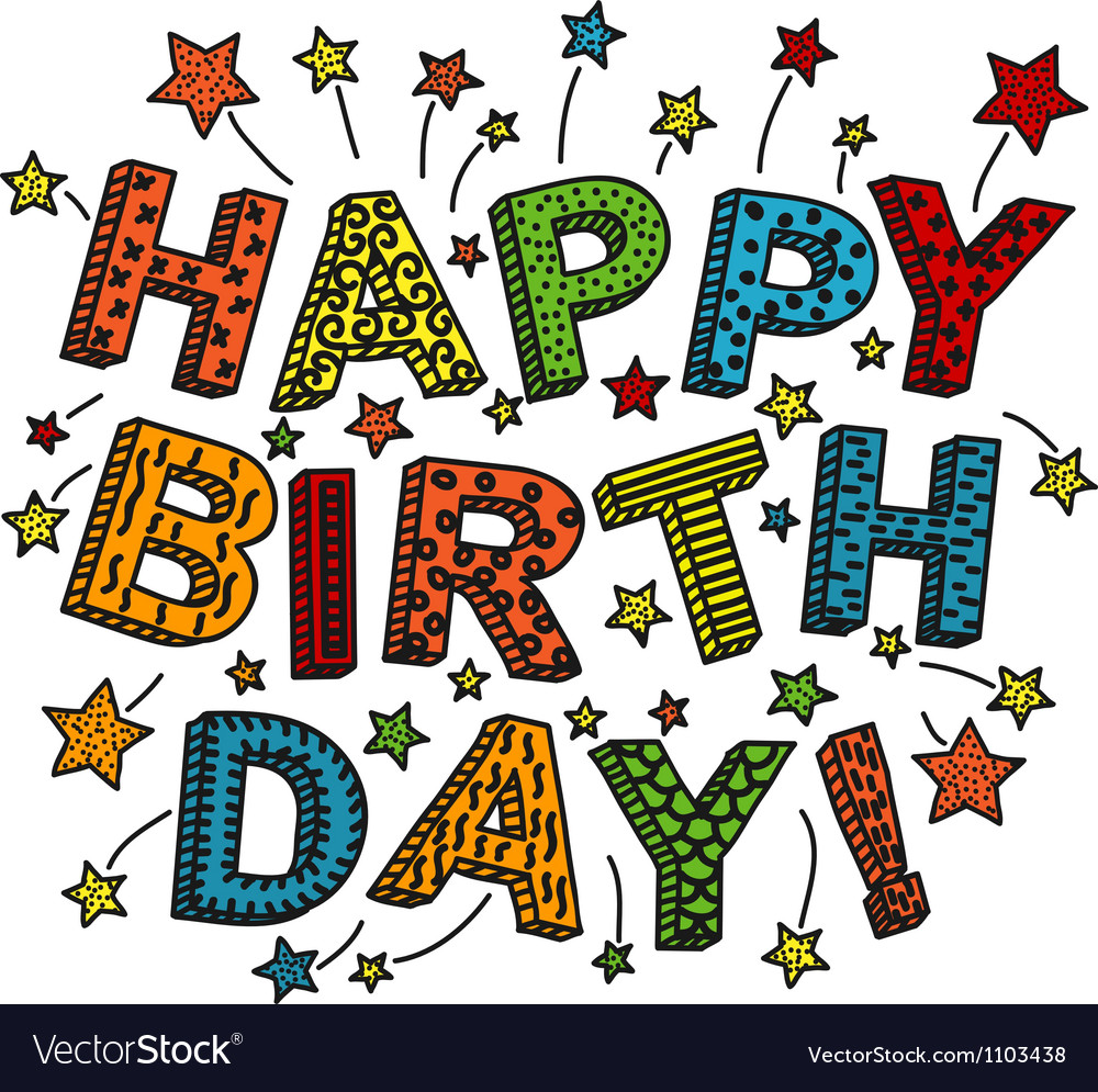 Colorful happy birthday card Royalty Free Vector Image