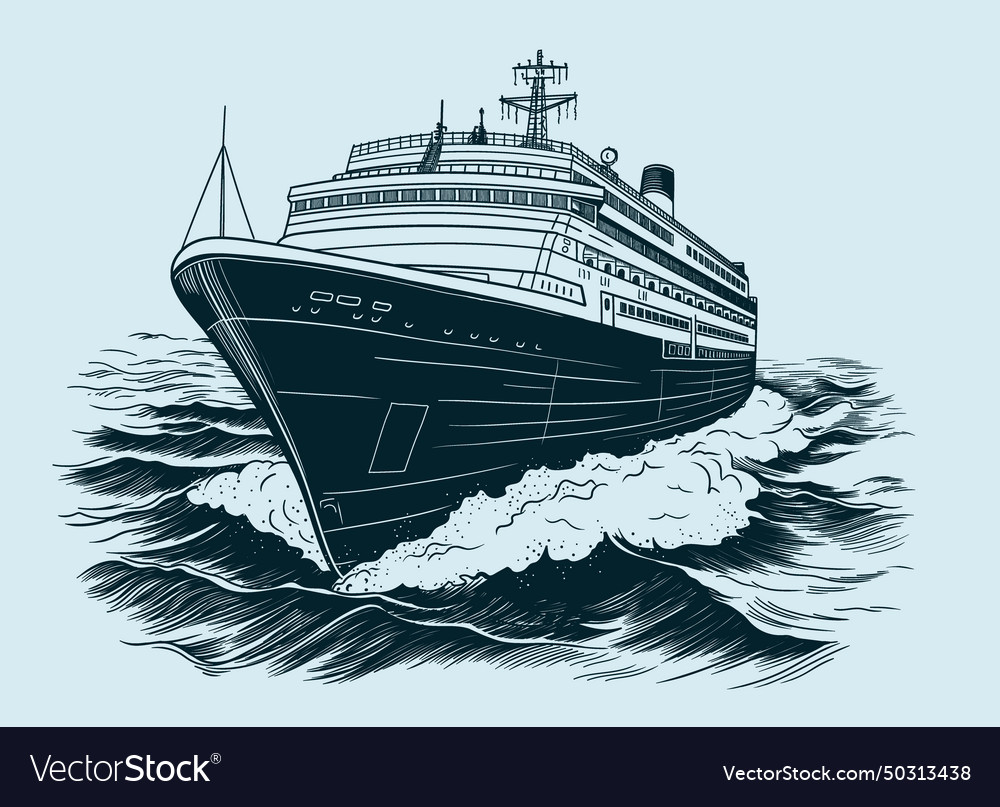 Cruise ship on the sea Royalty Free Vector Image