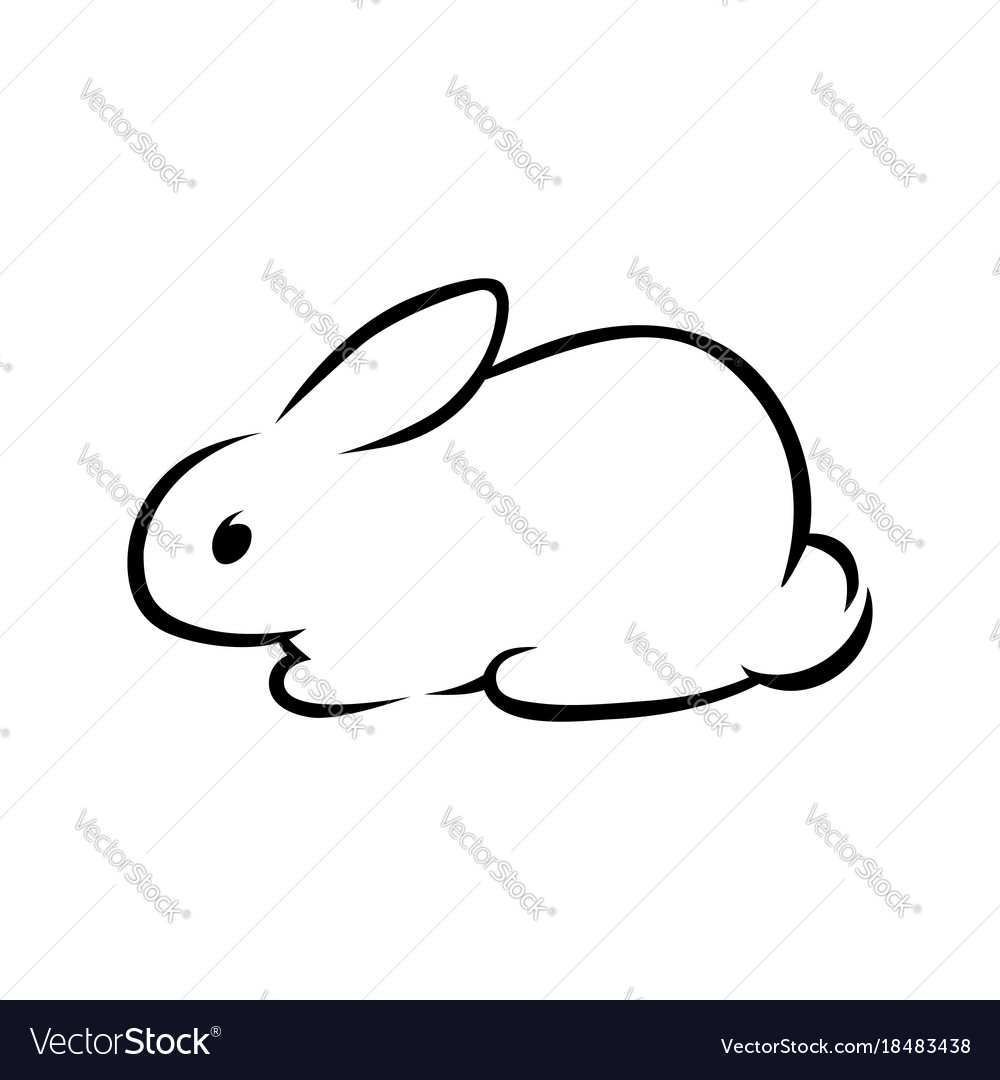 Download Cute rabbit silhouette on white Royalty Free Vector Image