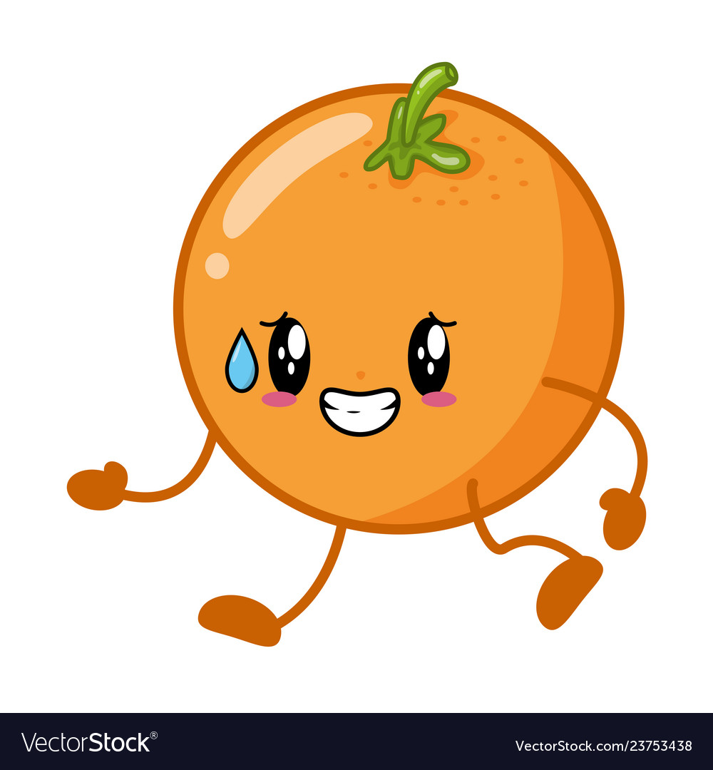 Kawaii orange cartoon character Royalty Free Vector Image