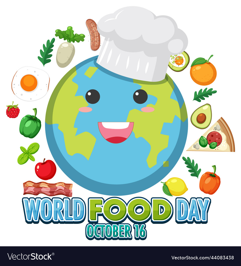 World food day text with elements Royalty Free Vector Image