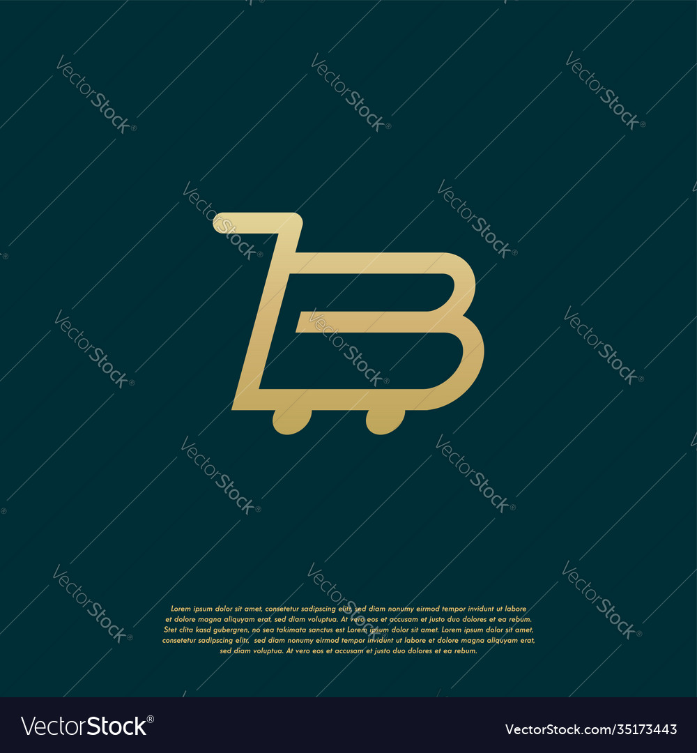 B Shopping Cart Logo Designs Concept Simple Icon Vector Image