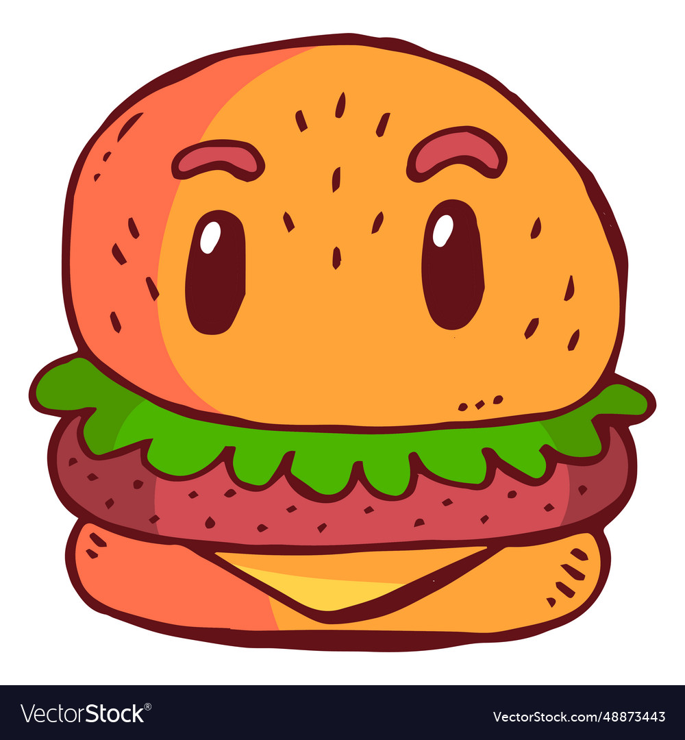 Hamburger character cartoon Royalty Free Vector Image