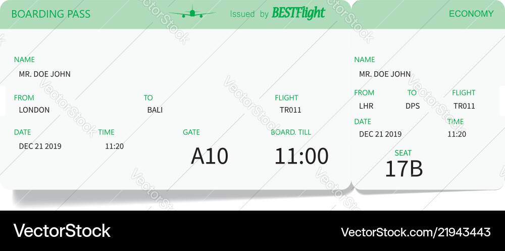 Light green pattern boarding pass ticket Vector Image
