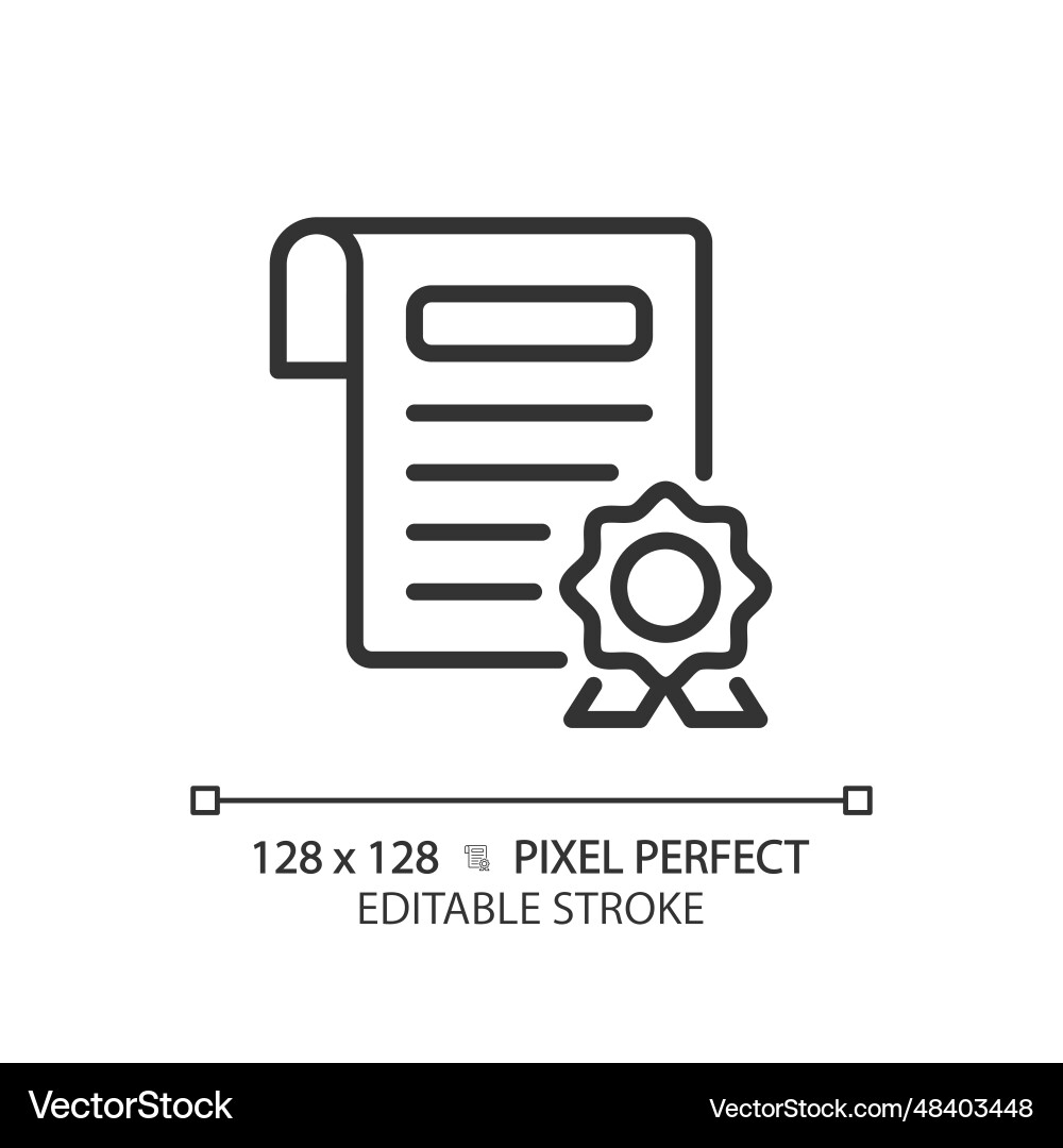 2d customizable certificate thin linear black icon